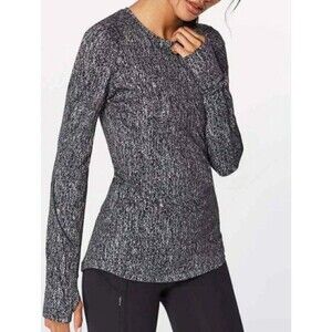 Lululemon Extra Mile Long Sleeve Reflective Top Heather Black Running Size 6